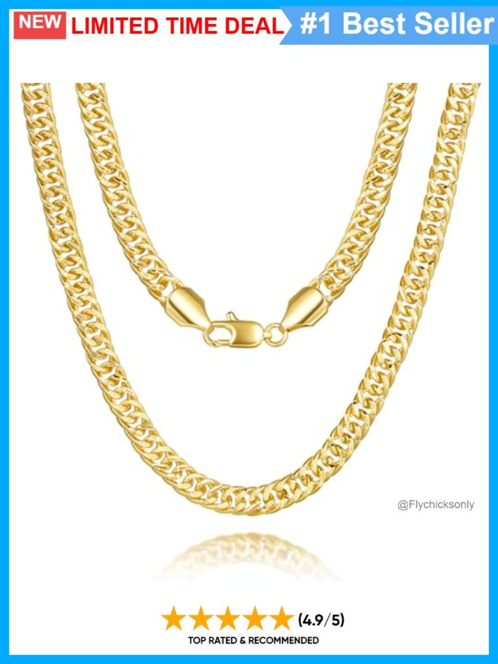 14K Gold Plated Cuban Link Chain Necklace 6mm Engraved
